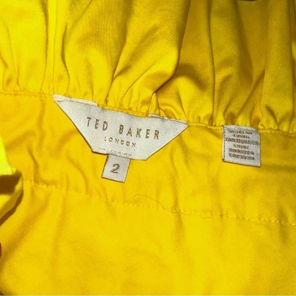 TED BAKER One Shoulder Ruffle Top Bright Yellow Blouse Top SZ 2 - Picture 5 of 7